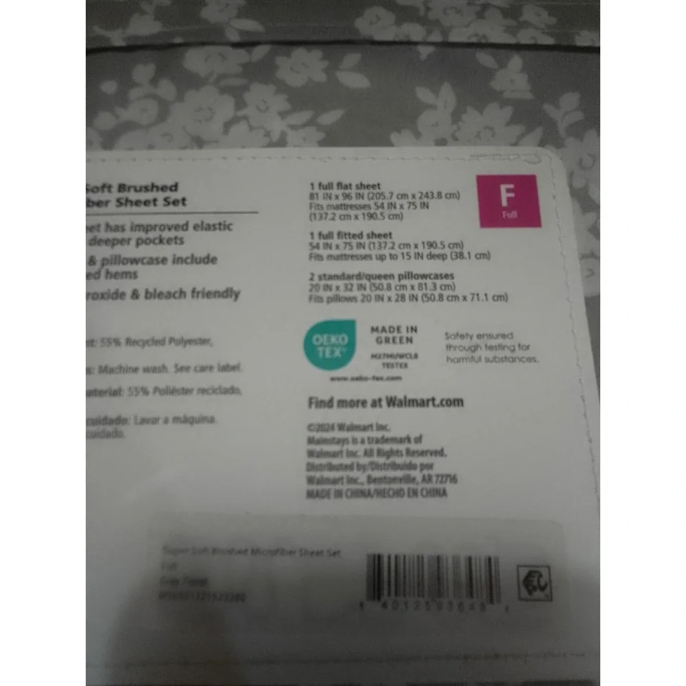 Mainstay Super Soft Sheet Set Brushed Microfiber Size Full Size  Improved...